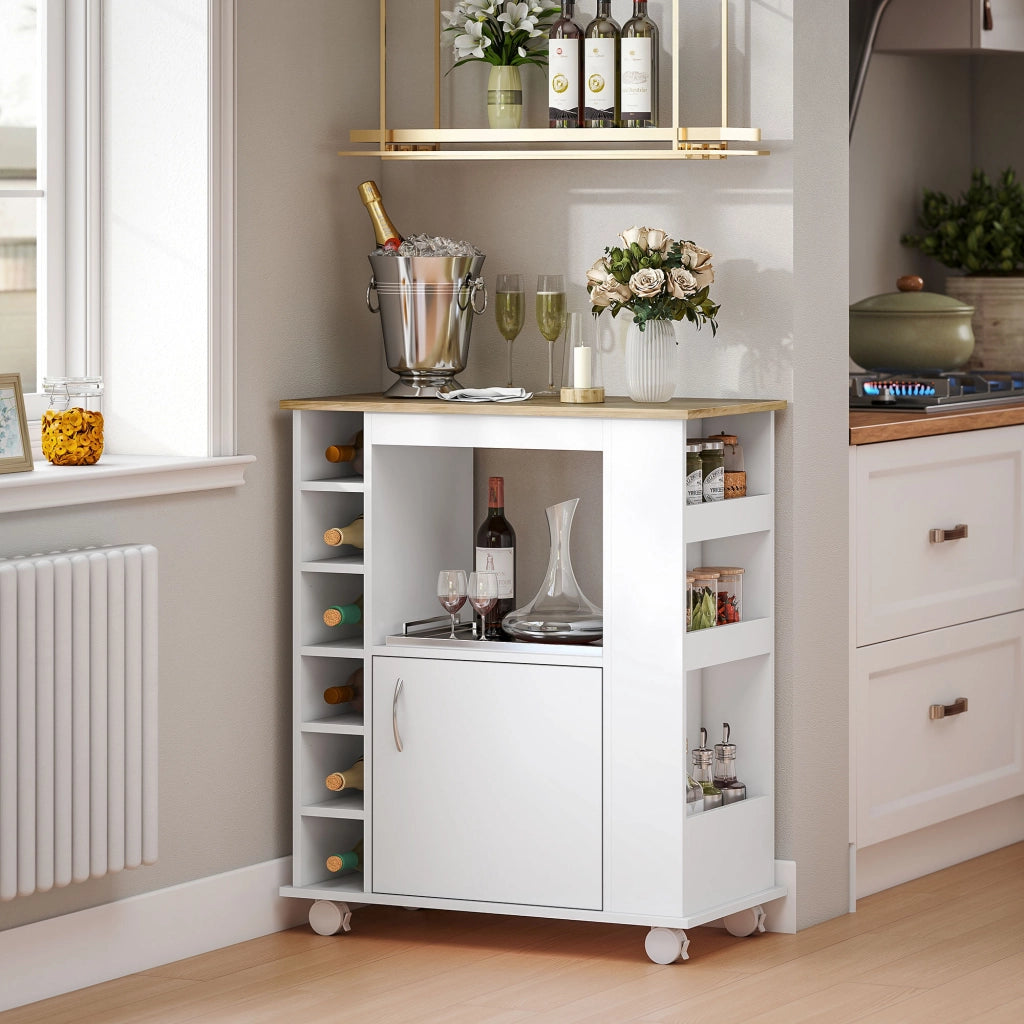 Carrello da Cucina con Armadietto e Ripiani Regolabili ¨C Minimal ¨C 75x39.5x88 cm Bianco