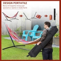 Amaca da Giardino Autoportante con Struttura in Acciaio e Cotone Multicolor, Custodia Inclusa