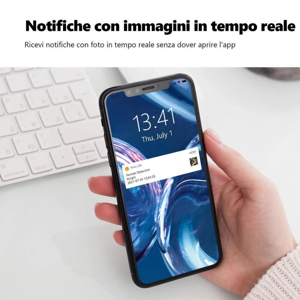 Imou IPC-F88FIP-V2 Knight Telecamera IP Wi-Fi 4K 8MP Rilevamento AI IP66 Sirena 110dB Visione Notturna colore Bianco