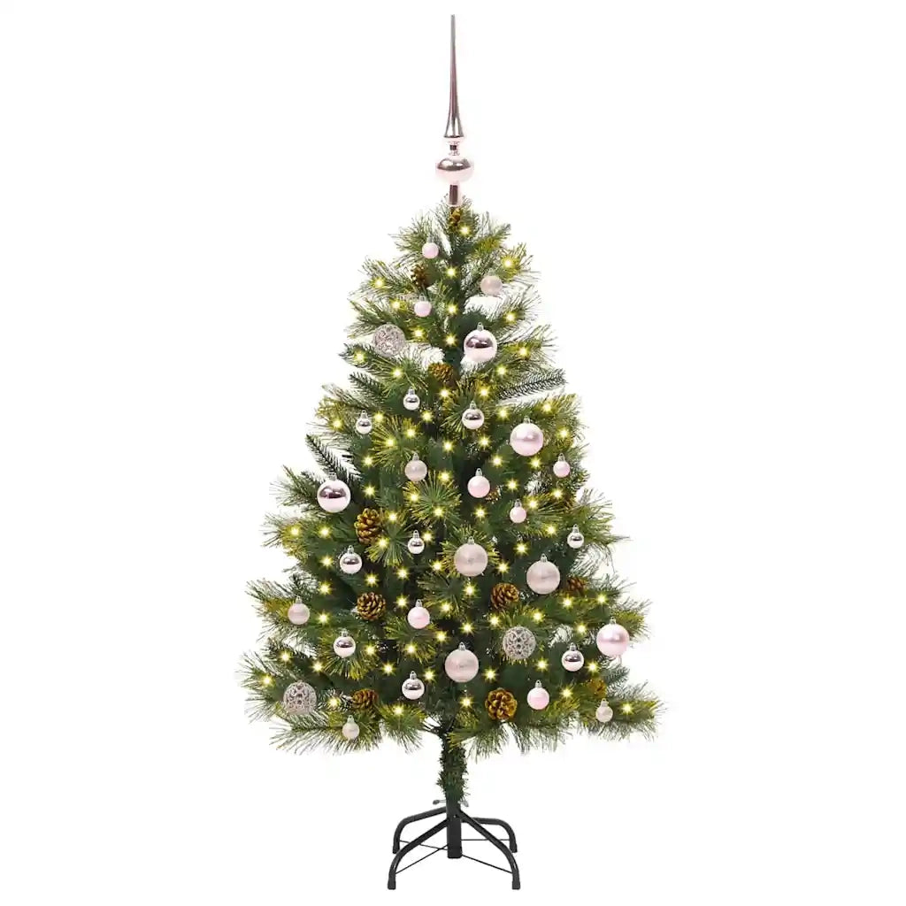 Albero di Natale | Decorazioni natalizie artificiale pieghevole con coni Verde 150 cm