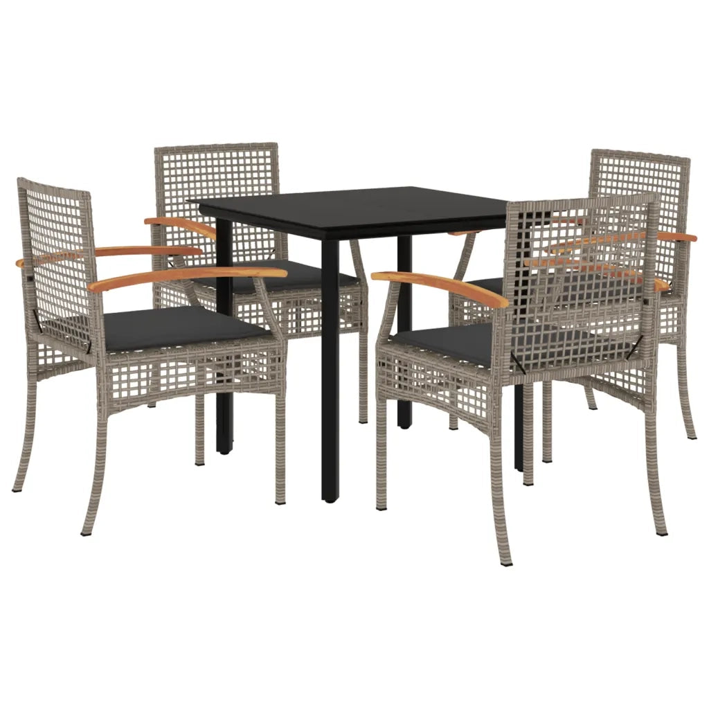 Set da Pranzo da Giardino 5 pz con Cuscini in Polyrattan Grigio 3213618