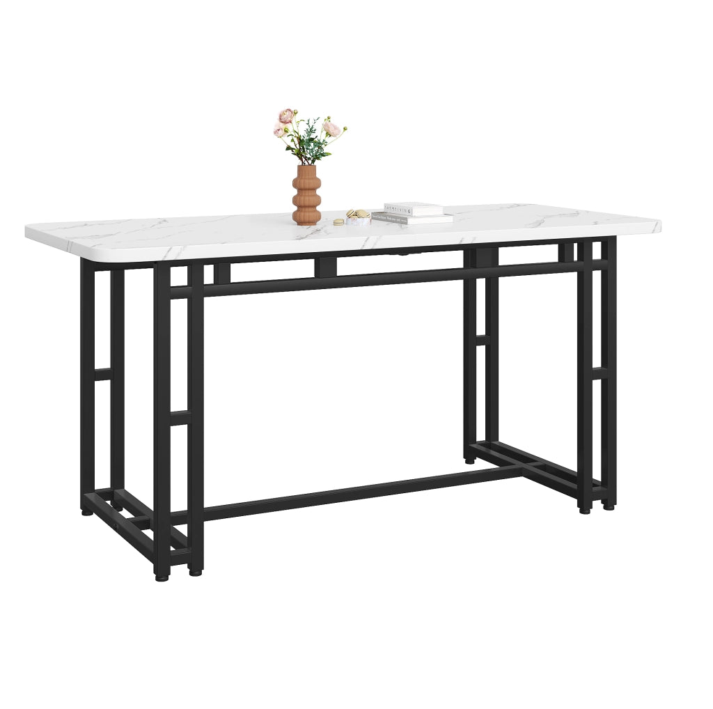 Tavolo da pranzo moderno con gambe in metallo MDF bianco e nero
