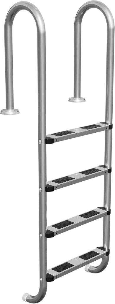 Scala per piscina in acciaio inox, 3 livelli, 132 cm, con cuscinetto antiscivolo e corrimano curvo, scaletta per piscina