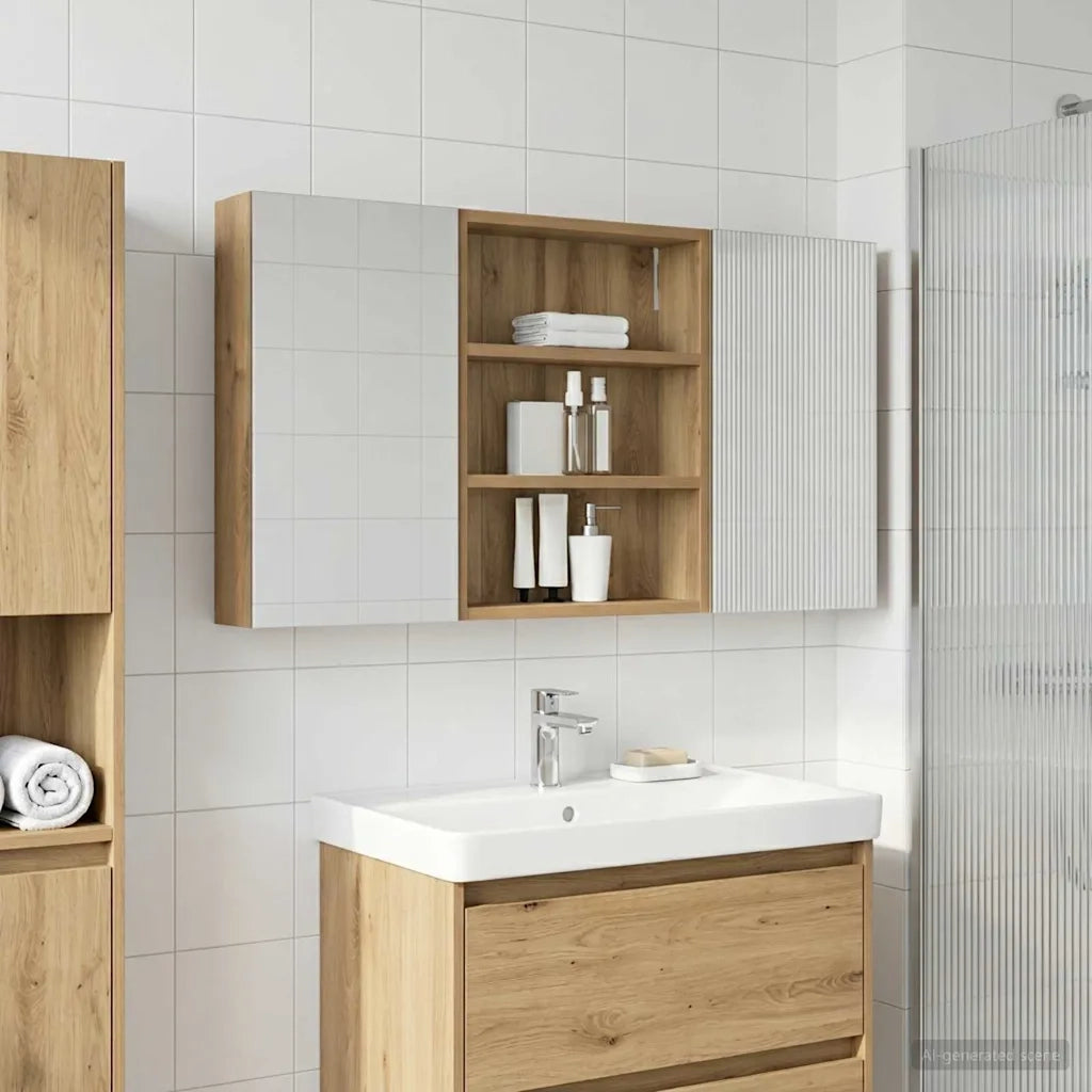 Set di Armadi da Bagno con lo scaffale 3 pcs 100 x 10,5 x 50 cm