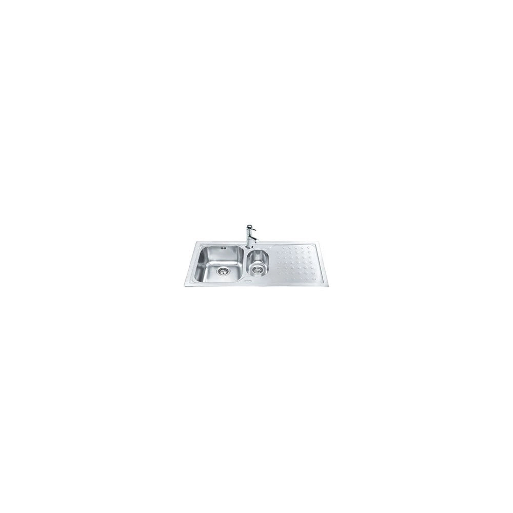 Lavello incasso 2 vasche gocciolatoio destro 100x50 Smeg LV100D3 inox