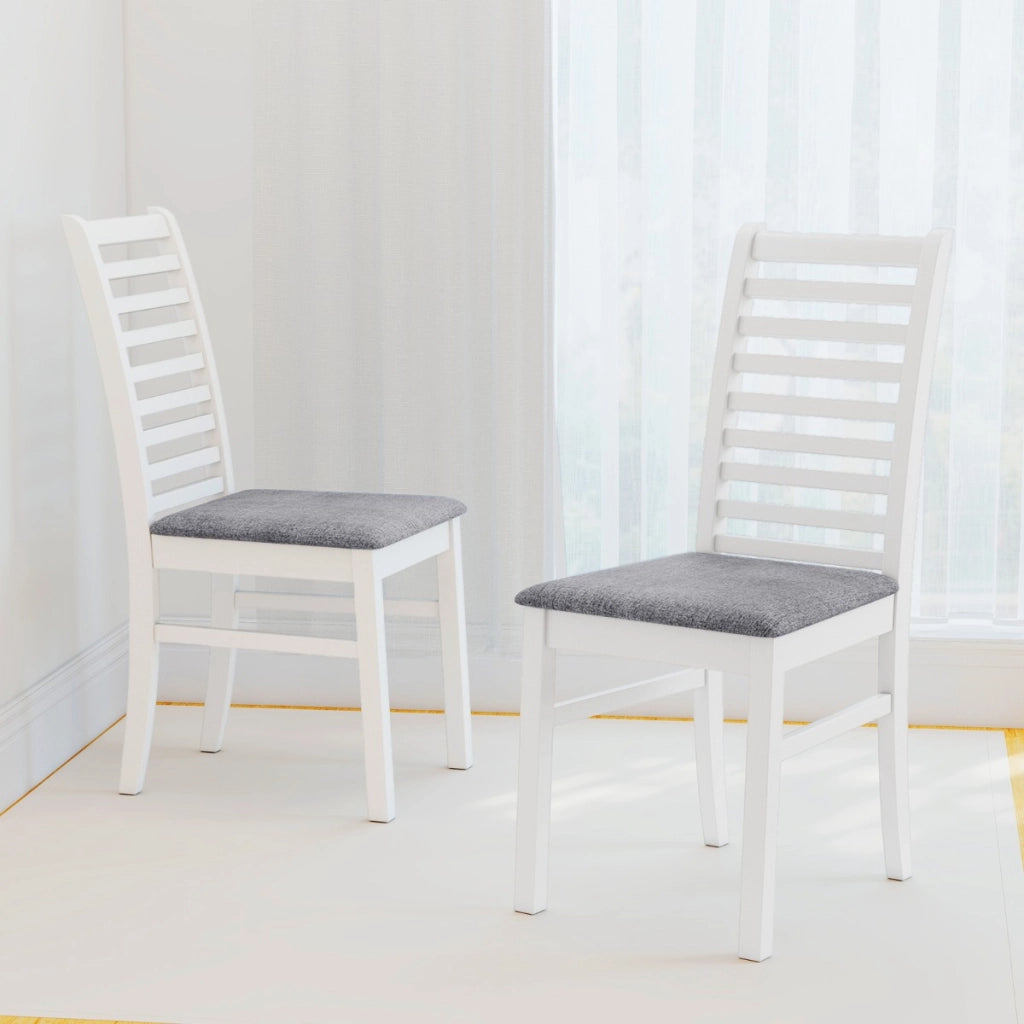 Sedie da cucina con schienale alto e curvato, Seduta imbottita e gambe in legno di gomma Bianco-Sedie da pranzo