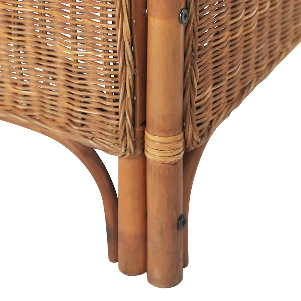 Divano a 2 Posti Marrone Chiaro in Rattan Naturale e Lino 325468
