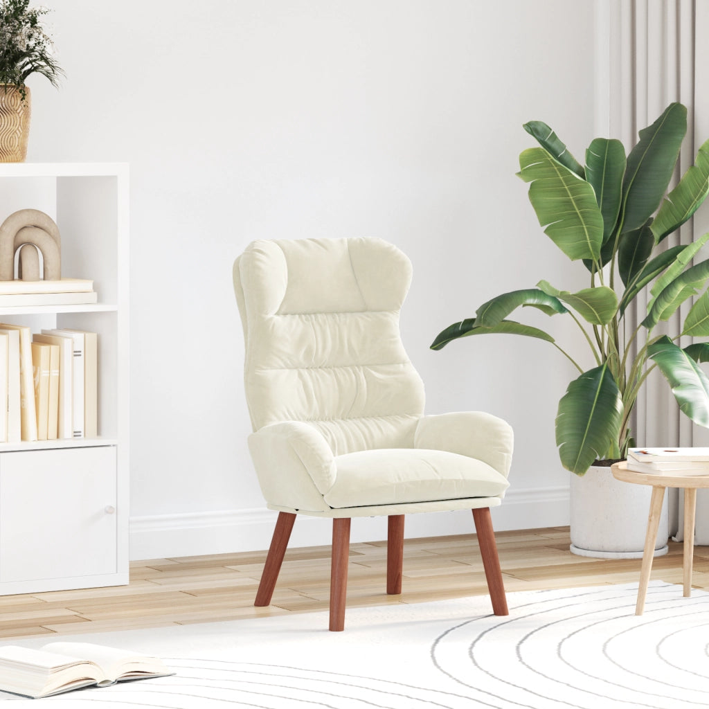 Poltrona Rilassante in Velluto Crema