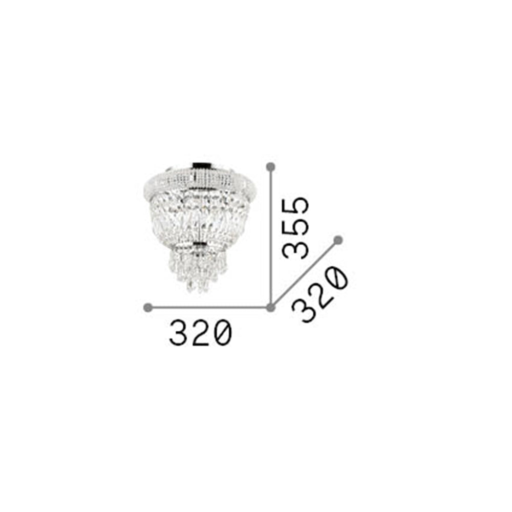 Plafoniera Classica Dubai Metallo-Cristallo Cromo 3 Luci E14