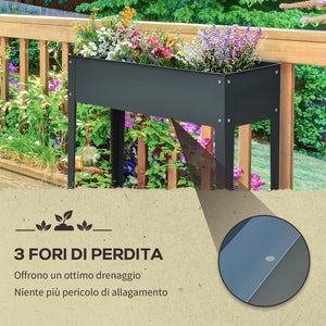 Fioriera da Giardino 100x30x80 cm in Metallo Grigio