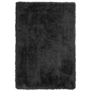 Tappeto Shaggy Tappeto a pelo lungo Solido Poliestere Nero Rettangolare 160 x 230 cm