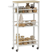 Carrello da cucina 4 livelli con porta asciugamani e 6 ganci ¨C Minimal ¨C 50x20x81 cm, quercia