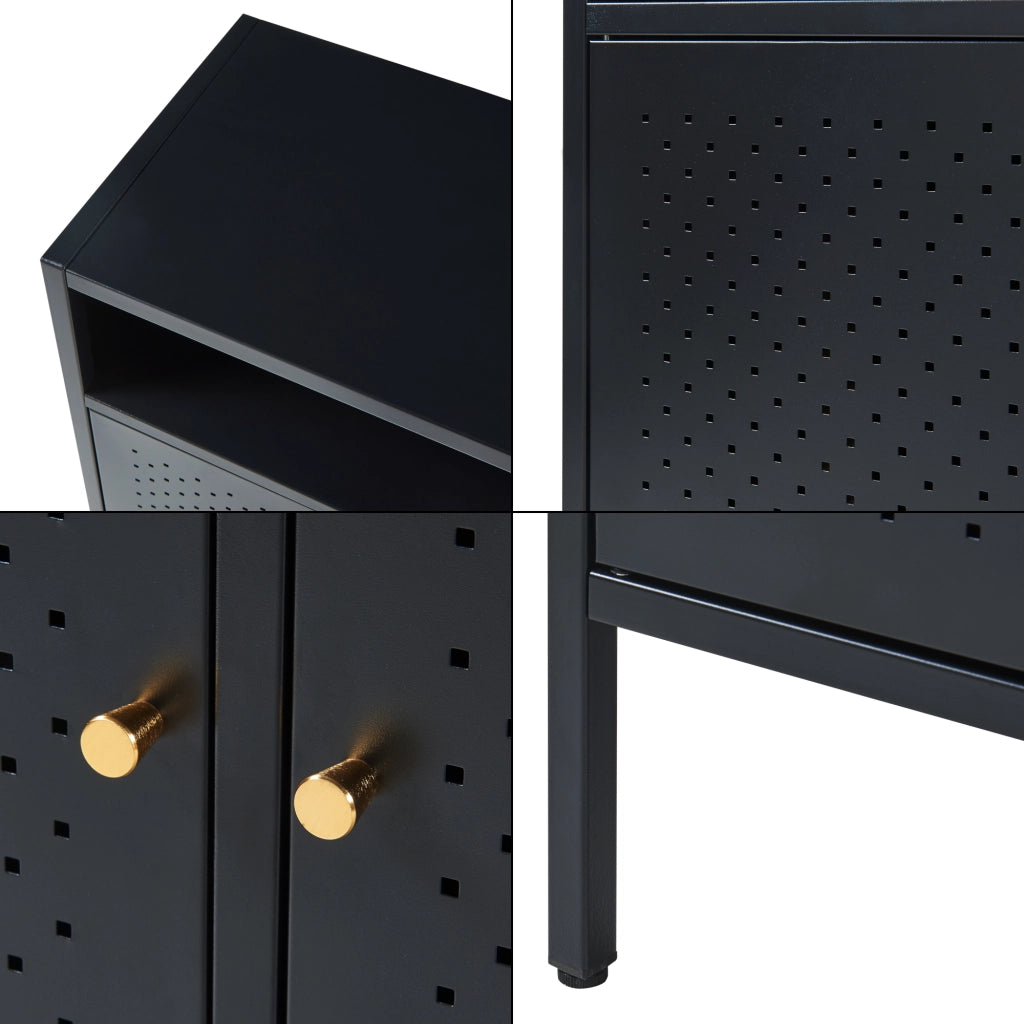 Credenza Comò Janakkala in Acciaio 119 x 35 x 80 cm - Nero [en.casa]