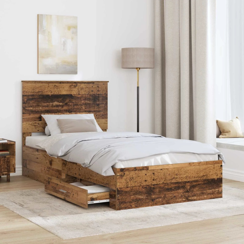 Struttura del letto con testiera Legno vecchio 100 x 200 cm 3411348