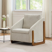 Poltrona con Braccioli e Cuscino Schienale ¨C MINIMAL ¨C Tessuto Boucl¨¦ Beige, 73,5x73,5x73,5 cm