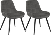 Set di 2 Sedie da Pranzo con Schienale Curvo, Sedie Ergonomiche in Velluto e Metallo, Poltroncina imbottita per Salotto, Ufficio, Camera da Letto, Grigio scuro BH331dgr-2