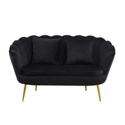 Divano Frida Velluto Nero Gambe Oro con Cuscino