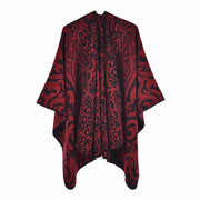 Nuovo scialle/mantella da donna, jacquard vintage, caldo, con apertura a met¨¤.