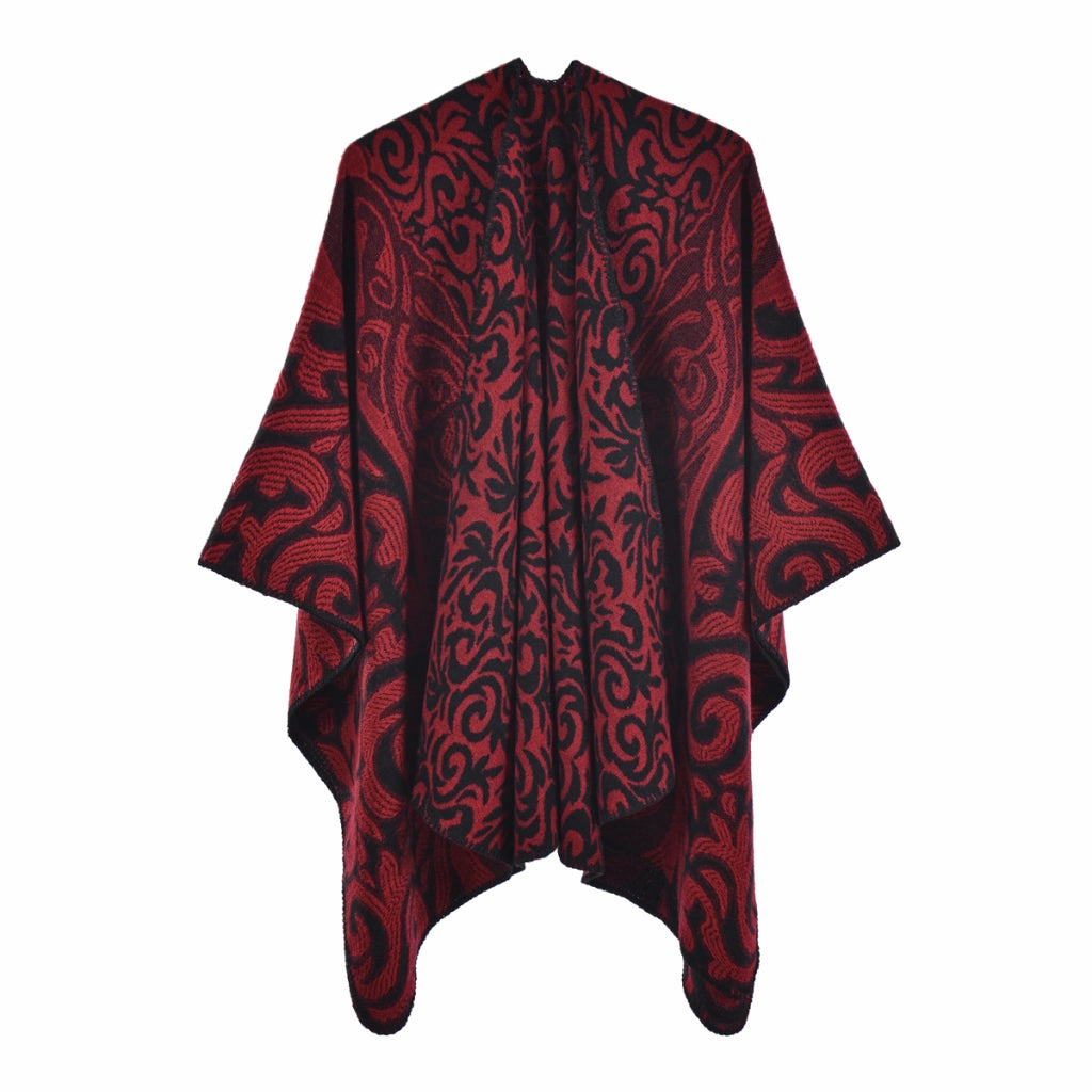 Nuovo scialle/mantella da donna, jacquard vintage, caldo, con apertura a met¨¤.