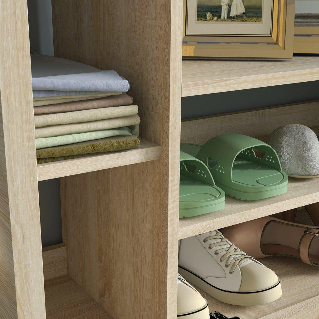Easycomfort Set da Ingresso con Attaccapanni a Muro 4 Ganci, Scarpiera per 9 Scarpe, Armadietto e Specchio