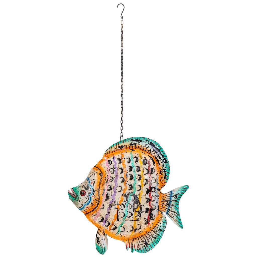 Figura di pesce in metallo multicolore, 58x15x61h cm