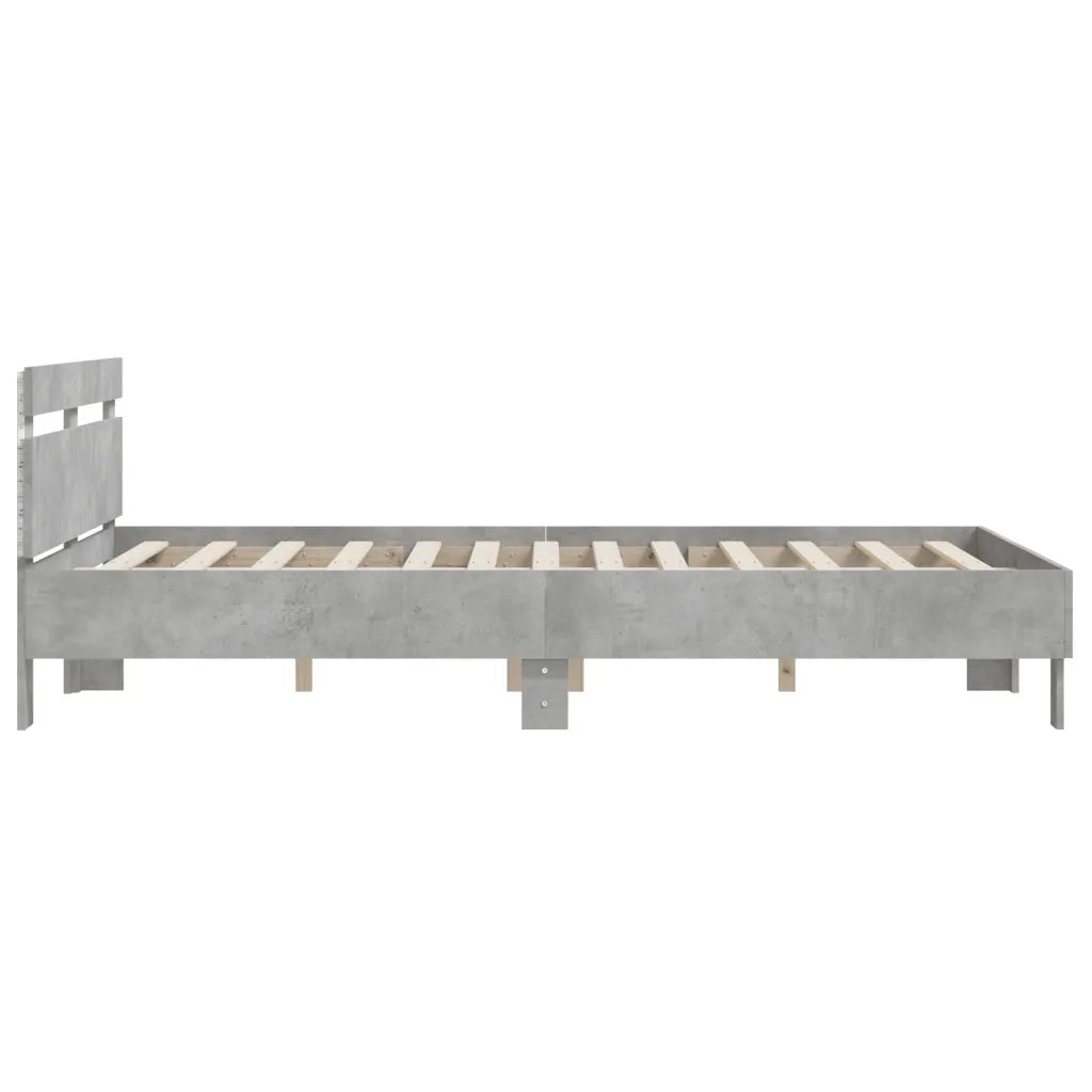 Giroletto con Testiera e LED Grigio Cemento 140x190 cm 3207563