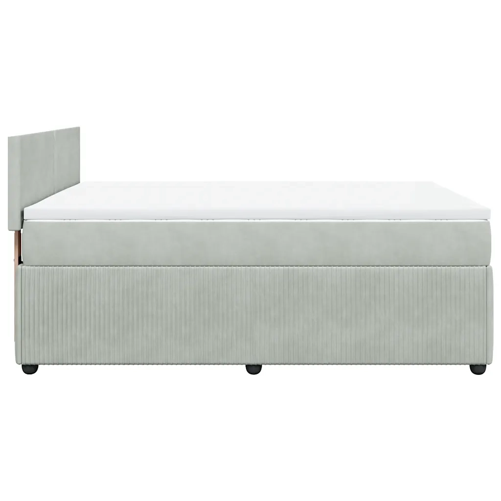 Giroletto a Molle con Materasso Grigio Chiaro 140x190cm Velluto