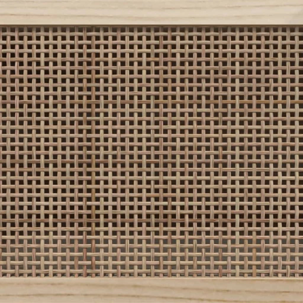 Mobile TV multimediale scaffale TV credenza TV sala da pranzo soggiorno camera da letto 80 x 30 x 40 cm legno di pino massiccio e rattan bianco naturale 02_0026221