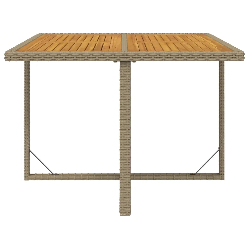 Tavolo da Giardino Beige 109x107x74 cm in Polyrattan e Acacia 316791