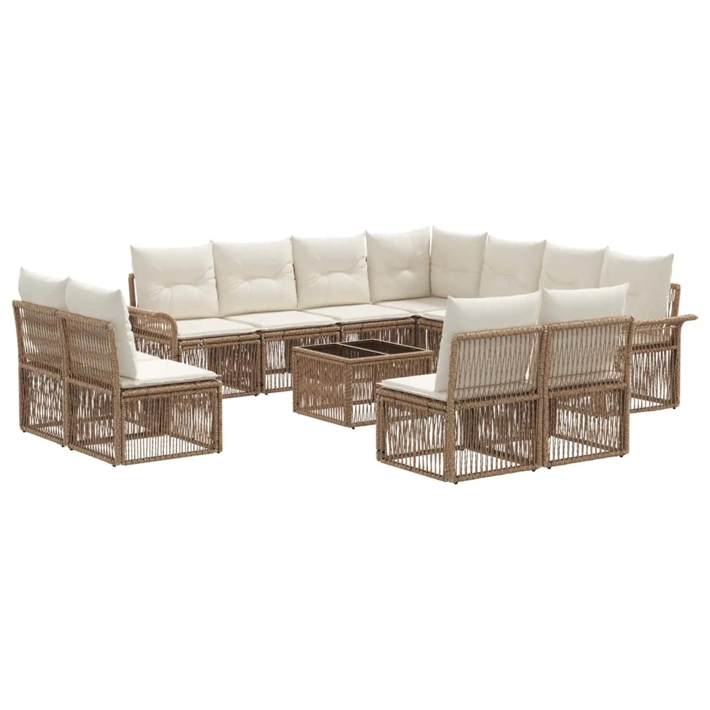 Set Divano da Giardino 12 pcs Beige polyrattan