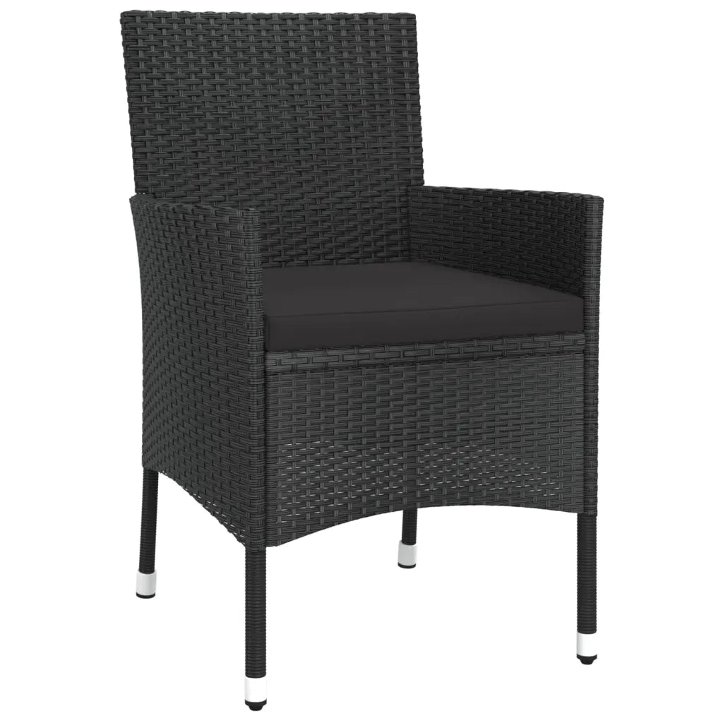 Set da Pranzo da Giardino 9 pz con Cuscini Nero in Polyrattan 3187329