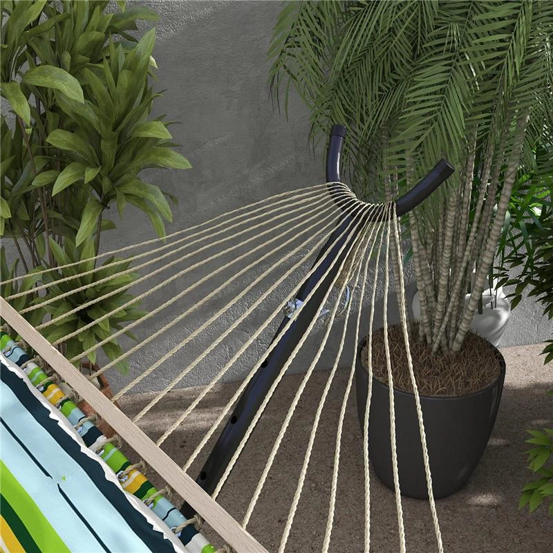 SUPPORTO PER AMACA DA 330 CM MAX CON 6 FORI E ROTELLE, IN METALLO, 290X120X115 CM, NERO