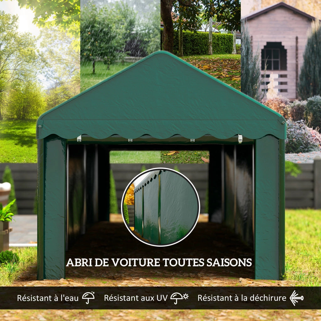 Carport Tende Garage 3x6m con 2 Porte a Rullo ¨C Zephmum ¨C Verde