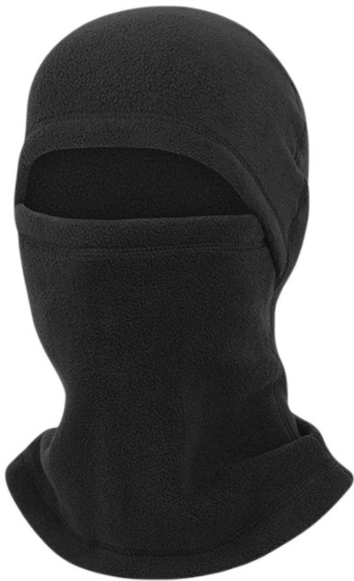 Muta impermeabile e calda per bicicletta e sci in autunno e inverno con maschera e cintura del collo, muta impermeabile unisex di pile per clima freddo, colore nero
