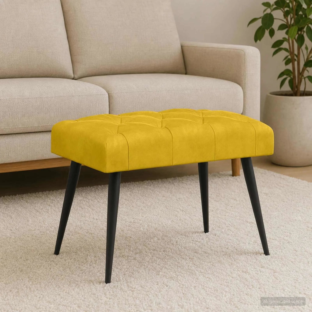 Panchina con bottoni imbottiti Giallo 60 x 40 x 45 cm Velluto 42038550