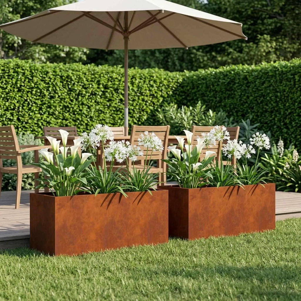 Vaso da giardino 2 pz Ruggine 100 x 40 x 40 cm Acciaio Corten 8005259