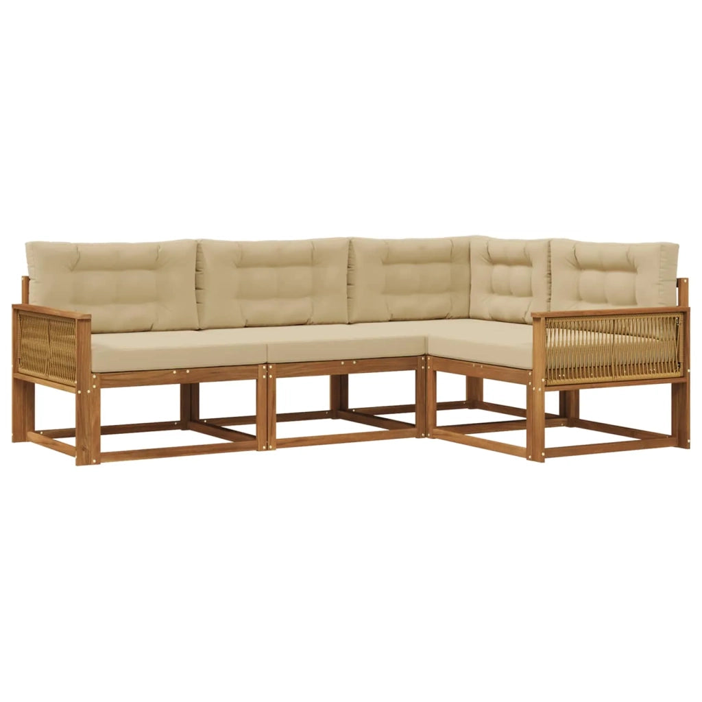 Set di divani da esterno 4 pz Naturale e Beige 3382531
