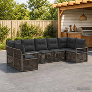 Set Divano da Giardino 7 pz 7-Numero di posti Grigio polyrattan 3435812