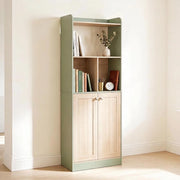 Libreria con anta e vani aperti, con dispositivo antiribaltamento, per soggiorno, in MDF e truciolare, verde, 60 × 30 × 161,2 cm