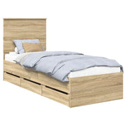 Letto singolo | Letto per adulti | Struttura del letto con cassetto Rovere Sonoma 75 x 190 cm