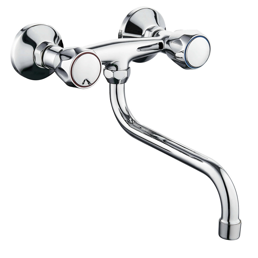 Rubinetto a muro down canna a esse in ottone cucina con erogazione orientabile *** confezione 1