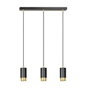 Lampada a sospensione Fumiko in acciaio nero opaco e oro