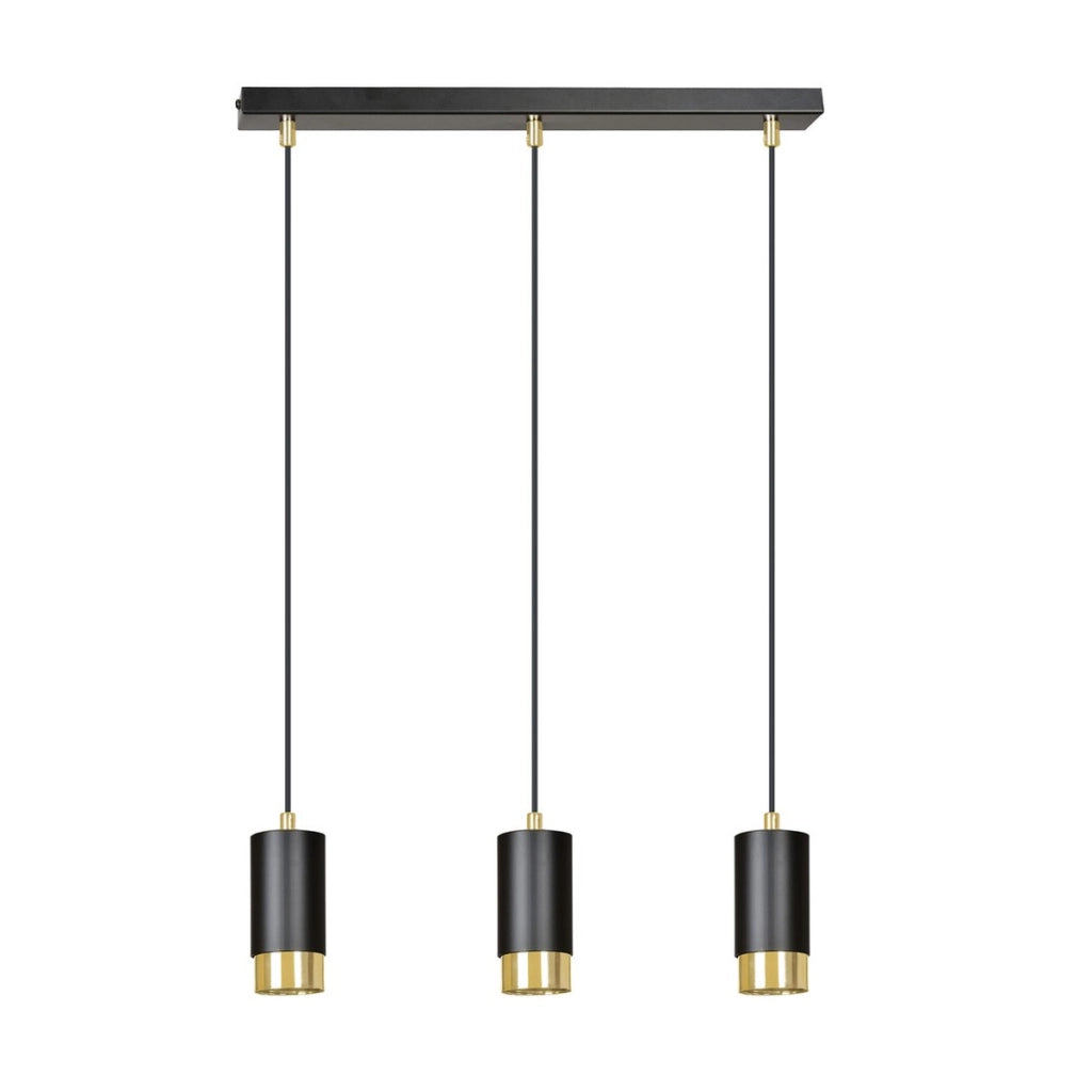 Lampada a sospensione Fumiko in acciaio nero opaco e oro