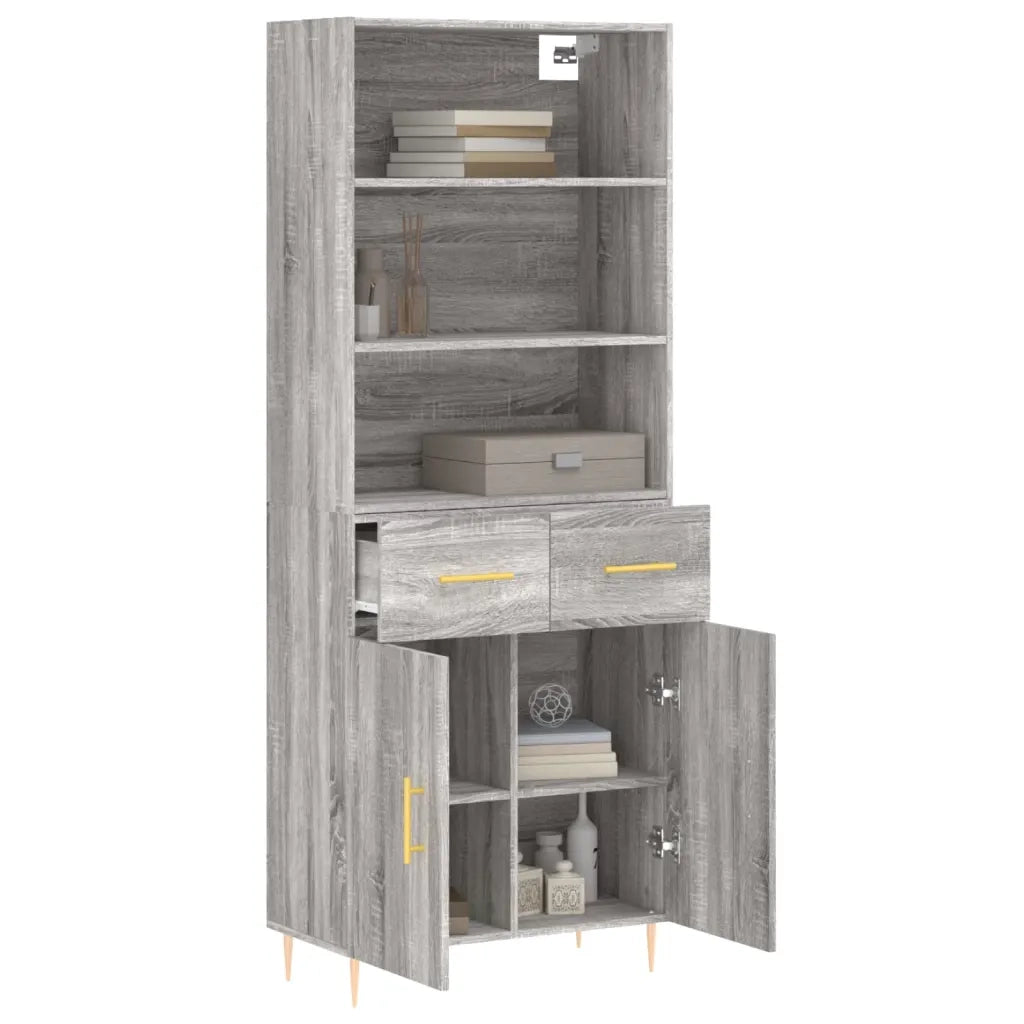 Credenza-Buffet-Armadio da cucina Grigio Sonoma 69,5x34x180 cm in Legno Multistrato 600732