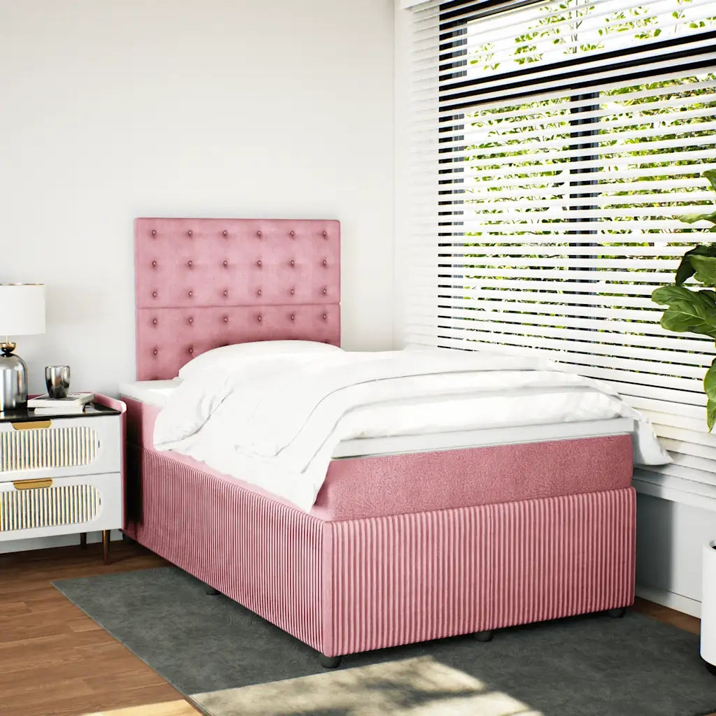 Giroletto a Molle con Materasso Rosa 120x190 cm in Velluto