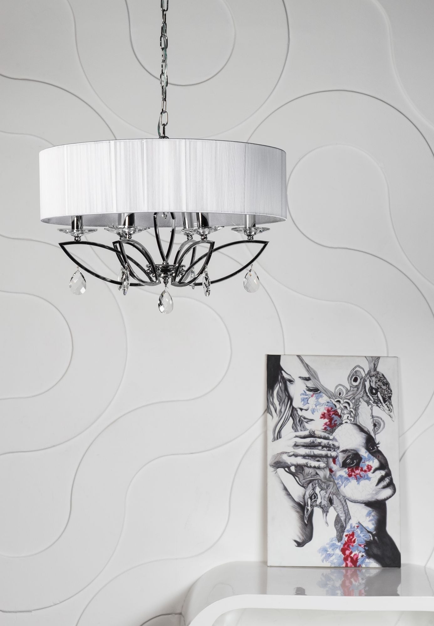 Lampadario Neoclassic in Metallo Miraggio Cromo