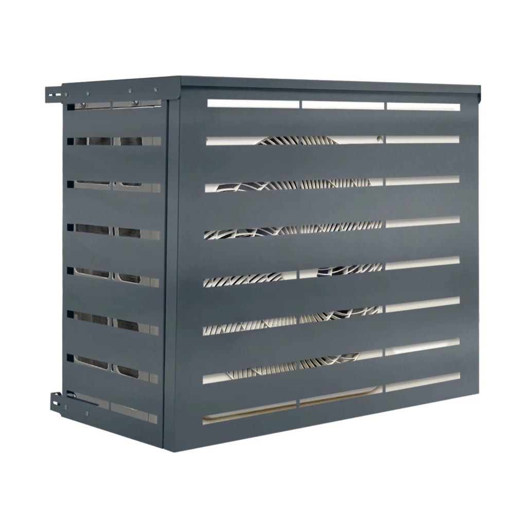IDMarket - Copertura per climatizzatore 110 x 53 x 80 cm in metallo grigio antracite, protezione per l'unità esterna della pompa di calore