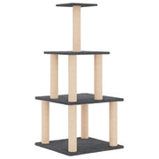 Tiragraffi per gatti torre per arrampicata giocattolo piattaforma per arrampicata con tiragraffi in sisal scuro 111 cm grigio 02_0022646