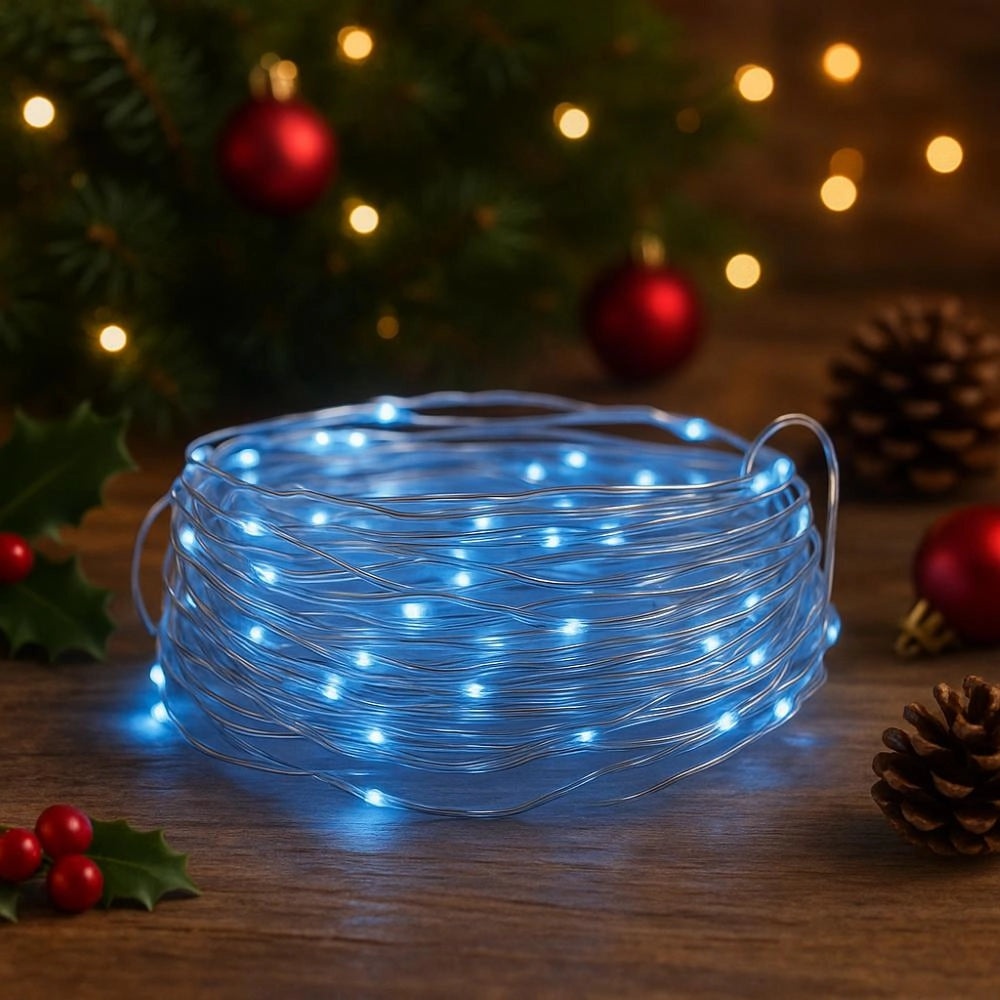Serie Luci 180 Nano Led Luce Calda da 5 metri a Batteria per Natale Eventi Matrimoni D2877