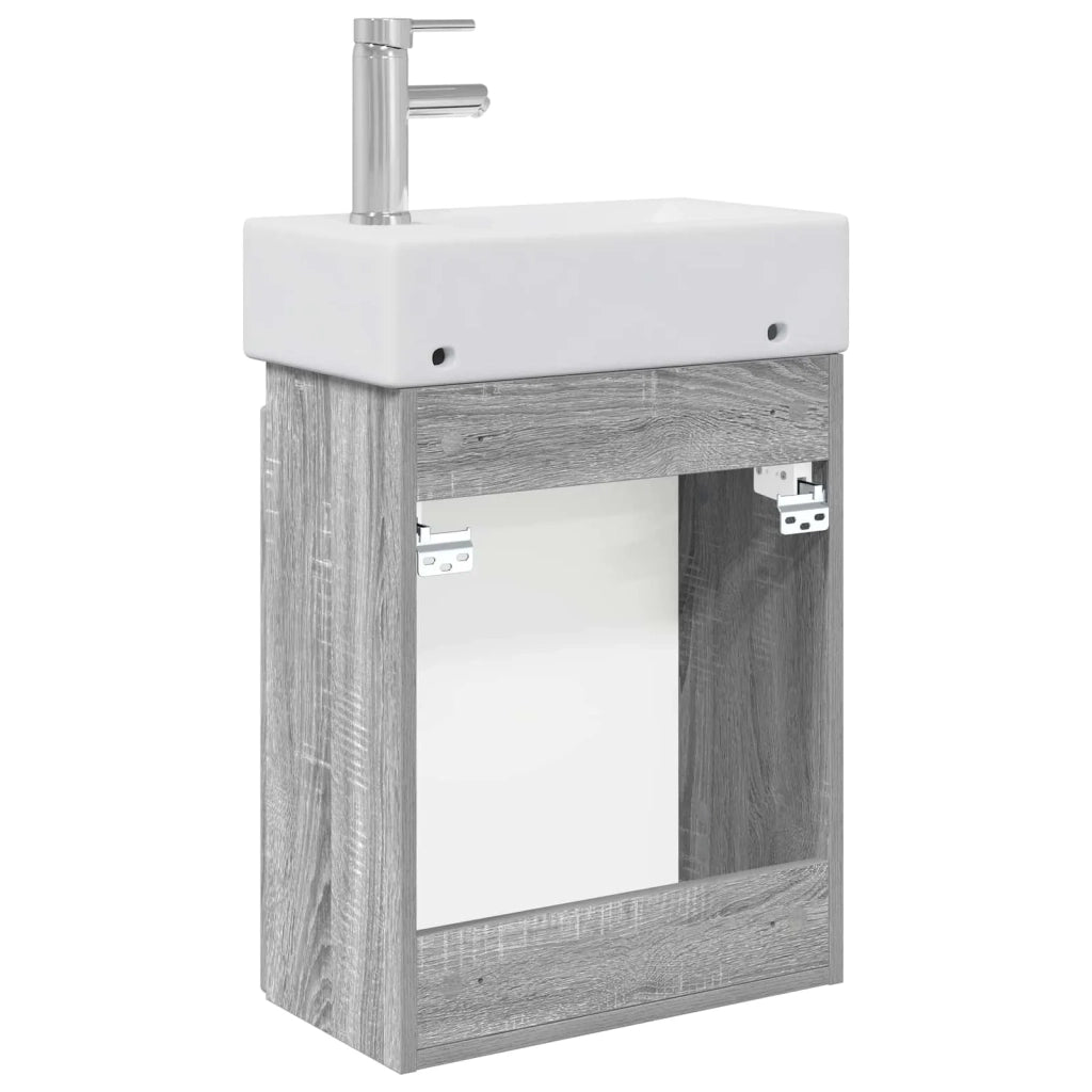 Mobile bagno con rubinetto Sonoma grigio 45,5 x 22,5 x 84 cm 889457